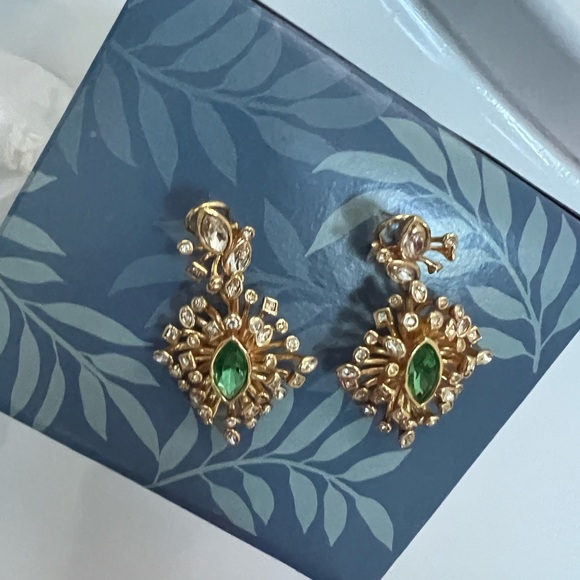 Alexis Bittar Gold and Green Statement Earrings - Picture 7 of 7